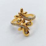 FLORAL & LEAF PATTERN GOLD FINGER RING