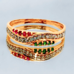 TRIPLE STONE LINE GOLD FINGER RING