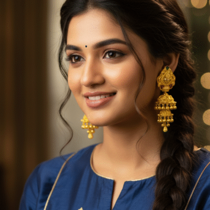 TRADITIONAL GOLD JHUMKAS DOUBLE CHANDELIER